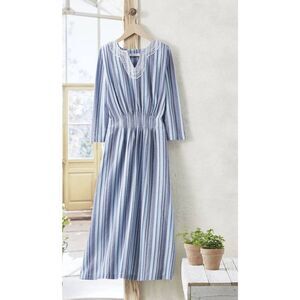 COLDWATER CREEK magic moment dot dress size Medium striped ruched front waist  3